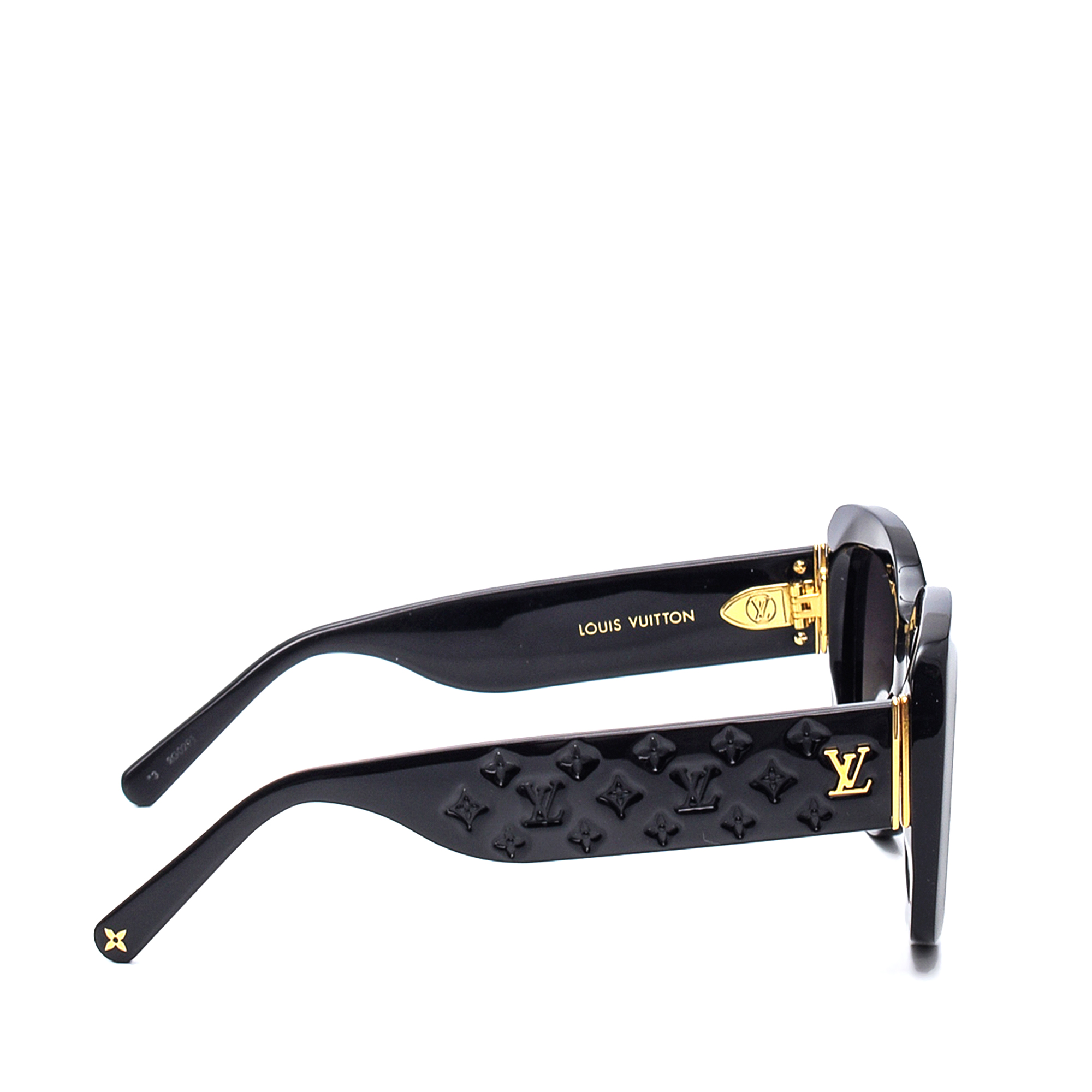 Louis Vuitton - Black Acetate Monogram Gold LV Sunglasses